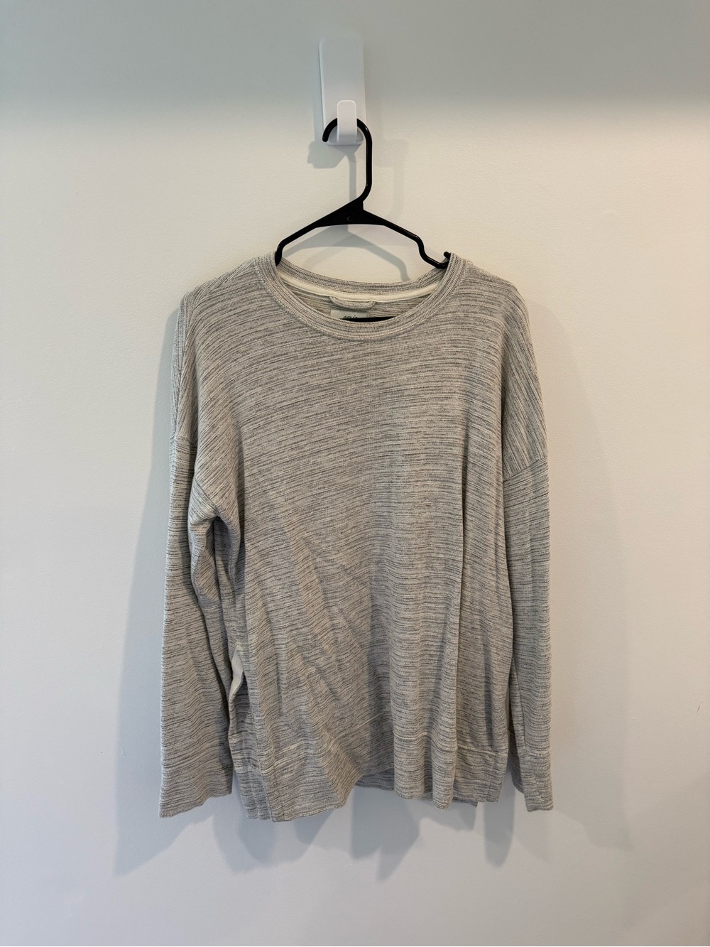 aerie Heather Gray Ribbed Long Sleeve Crew Top